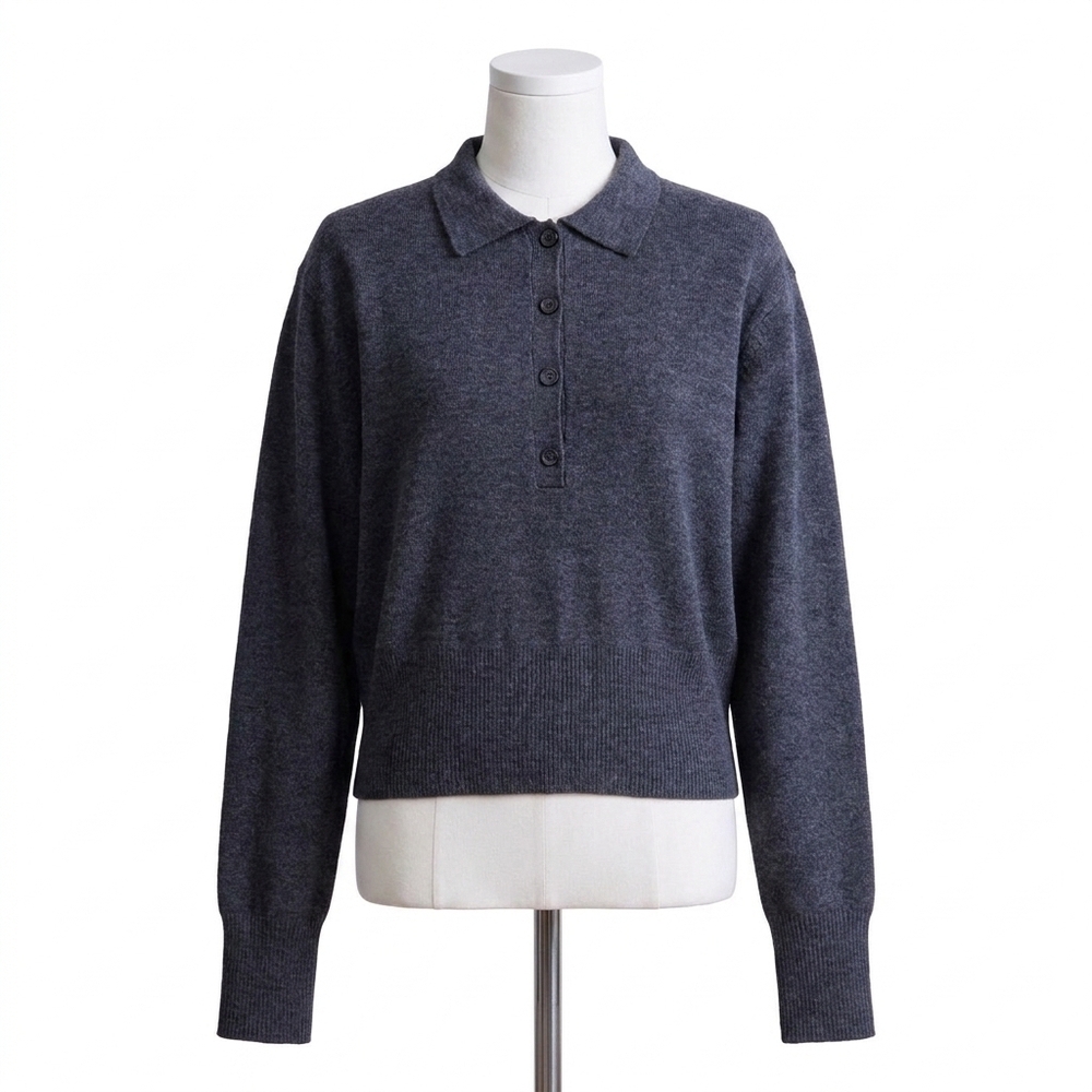 NEW APIECE APART kari polo knit top in grey